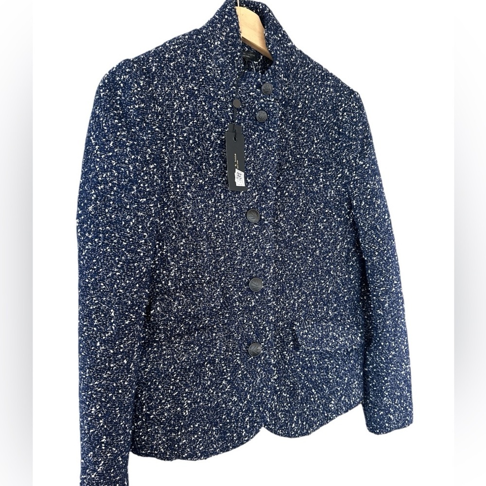 NWT rag & bone Slade Wool Tweed Blazer in Navy - Picture 8 of 13